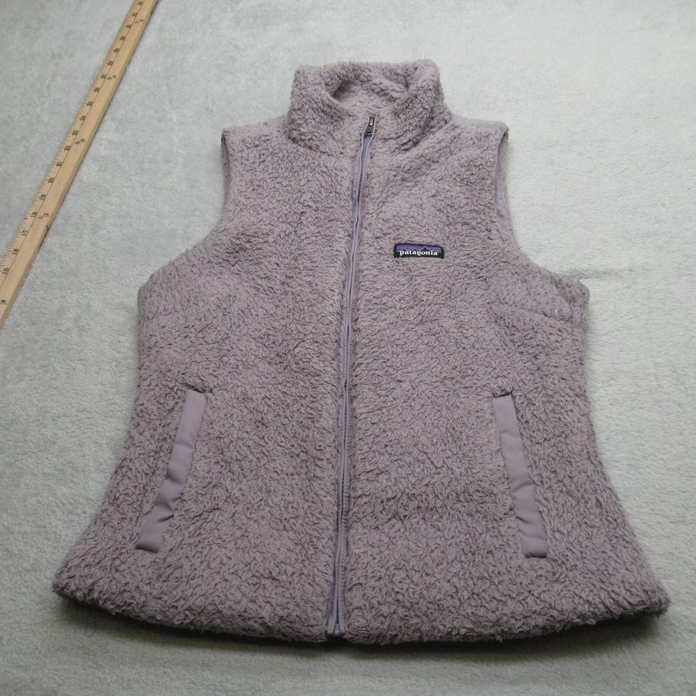 Patagonia Los Gatos Vest Women Small Purple Pockets Fuzzy Fleece Full Zip